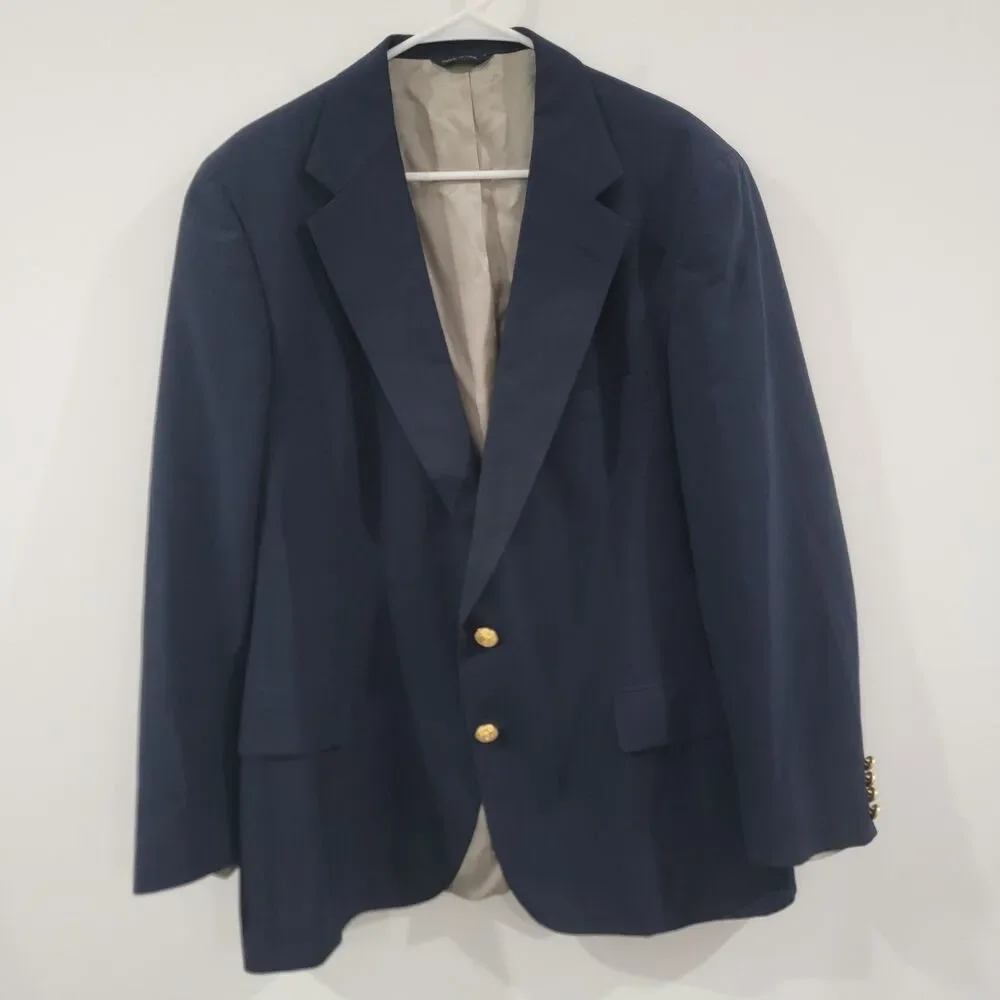 Vintage Polo University Ralph Lauren Mens Blazer Size 44‎ R Blue Gold Union Made